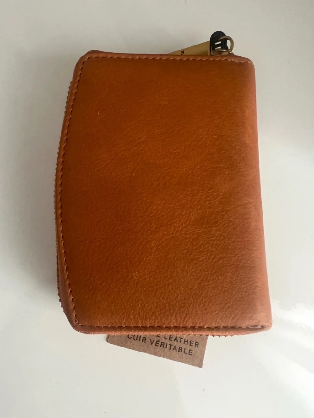 Margot New York Cognac Leather Wallet Zip Around Compact Card Holder NWT
